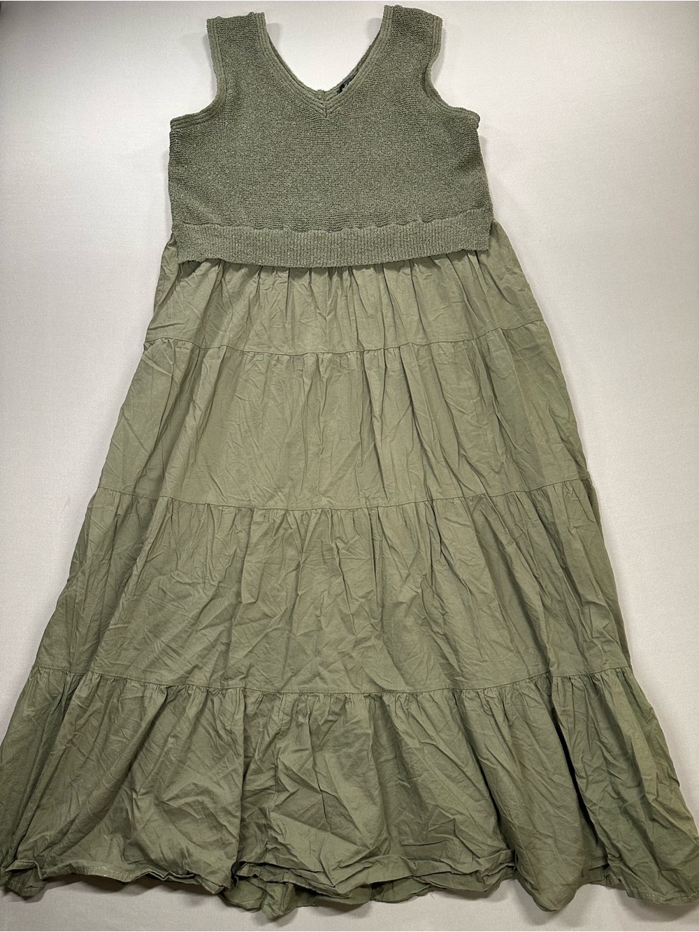 Say What? V-Neck Maxi Dress, Knit Top & Tiered Skirt - Labeled 2x, Fits Med/Lg